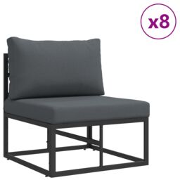 Berkfield Home Garden Sofa Set with Cushion with Pillow 12 pcs Black Aluminium - thumbnail 3