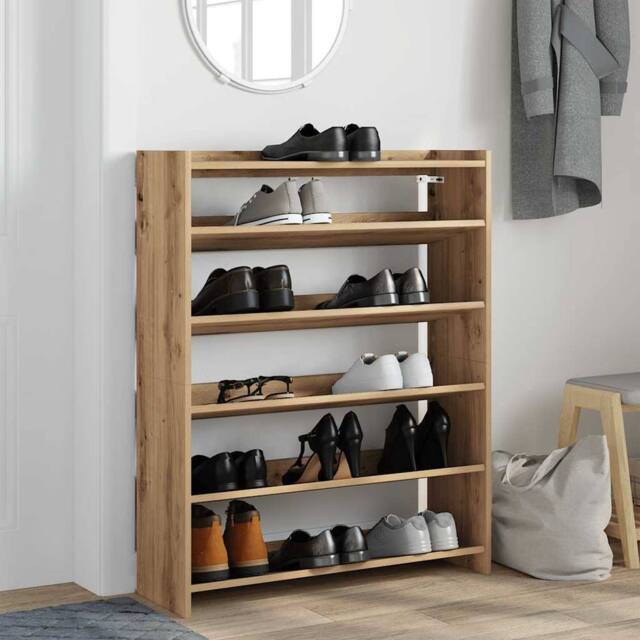 Berkfield Home Shoe Rack Artisan Oak 80x25x100 cm Engineered Wood in Brown - Size: 80 x 25 x 100 cm - image 1