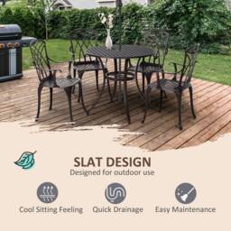 STILVORA Garden Dining Set for 4 with Cast Aluminium Frame in Brown - thumbnail 6