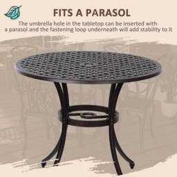 STILVORA Garden Dining Set for 4 with Cast Aluminium Frame in Brown - thumbnail 5