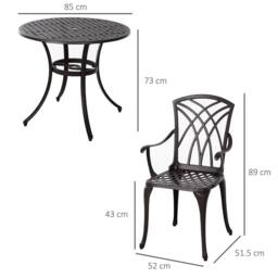 STILVORA Garden Dining Set for 4 with Cast Aluminium Frame in Brown - thumbnail 2
