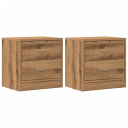Berkfield Home Bedside Cabinets 2 pcs Artisian Oak 40x30x40 cm Engineered Wood in Brown - Size: 40 x 30 x 40 cm - thumbnail 2