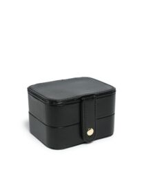 JFY Women's Mirror 2 Layers Jewellery Storage Box in Black