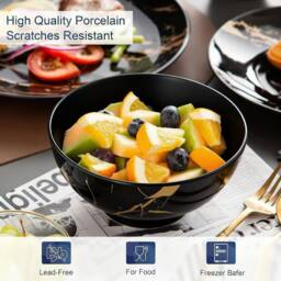Alivio 16-Piece Dining Entertaining Dinnerware Set with Plates, Bowls & Mugs in Black - thumbnail 2