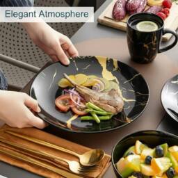 Alivio 16-Piece Dining Entertaining Dinnerware Set with Plates, Bowls & Mugs in Black - thumbnail 3