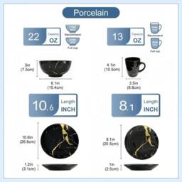 Alivio 16-Piece Dining Entertaining Dinnerware Set with Plates, Bowls & Mugs in Black - thumbnail 5
