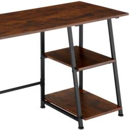 tectake Desk Paisley - Trapezoidal Frame, Shelf With 2 Storage Compartments in Brown - thumbnail 9