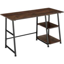 tectake Desk Paisley - Trapezoidal Frame, Shelf With 2 Storage Compartments in Brown - thumbnail 1