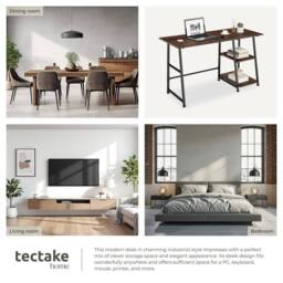 tectake Desk Paisley - Trapezoidal Frame, Shelf With 2 Storage Compartments in Brown - thumbnail 5