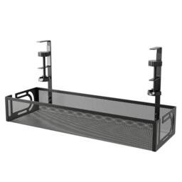 NESTLUNE Under Desk Cable Tray Management Organizer No Drill Tidy Wire Cord in Black - Size: 100 cm x 15 cm