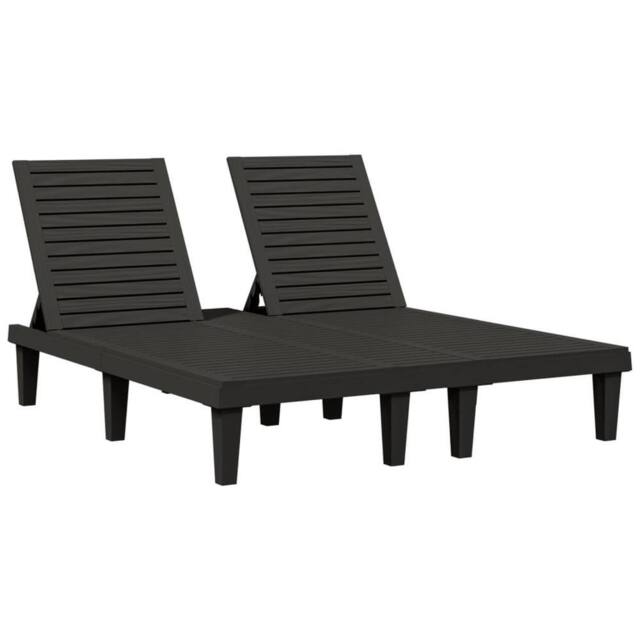 Berkfield Home Double Sun Lounger Black 155x138x83 cm Polypropylene - Size: 155 x 138 x 83 cm - image 1
