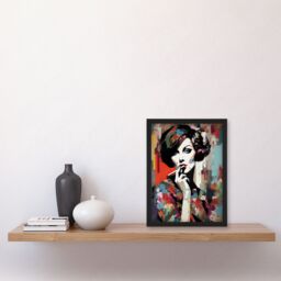 Artery8 Wall Art Print Femme Fatale Beauty Portrait Oil Painting Woman In Floral Fashion Vibrant Colourful Bold Pop Art Modern Painting Art Framed - thumbnail 4