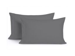 Snug City Microfibre Soft Touch Plain Dyed Housewife Pillowcase Pair in Dark Grey - thumbnail 2