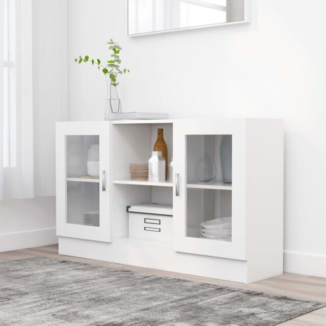 Berkfield Home Vitrine Cabinet White 120x30.5x70 cm Engineered Wood - image 1