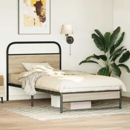 Berkfield Home Bed Frame Without Mattress 100x190 cm Smoked Oak Engineered Wood in Brown - thumbnail 4
