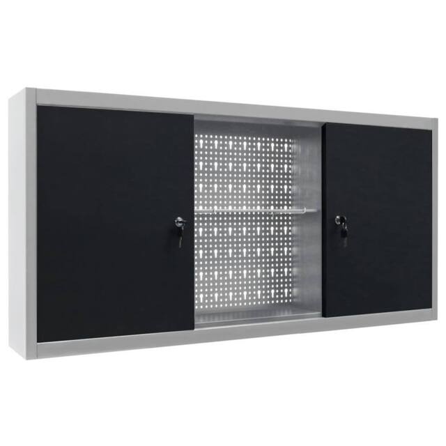 Berkfield Home Wall Mounted Tool Cabinet Industrial Style Metal Grey & Black - image 1