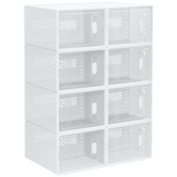 HOMCOM 8PCS Stackable Clear Plastic Shoe Storage Box for UK/EU Size 8.5/43 - Size: 8 Pack - thumbnail 2