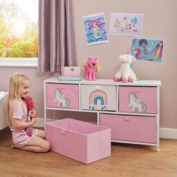 Liberty House Toys Unicorn 5 Drawer Storage Chest in Light Pink - thumbnail 2