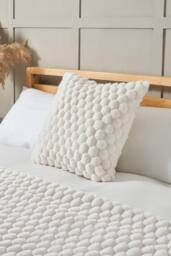 BHS Honeycomb Faux Fur Cushion in Cream - thumbnail 1