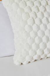 BHS Honeycomb Faux Fur Cushion in Cream - thumbnail 2
