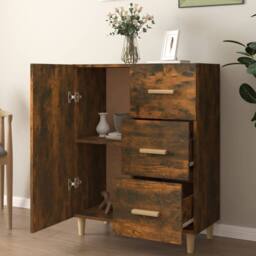 Berkfield Home Sideboard Smoked Oak 69.5x34x90 cm Engineered Wood in Brown - thumbnail 3