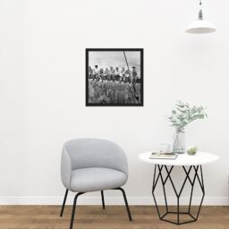 "Artery8 Wall Art Print Lunch Atop A Skyscraper New York 1932 Iconic Photo Square Framed Picture 16X16 Inch in Black - Size: W16"" x H16""" - thumbnail 2