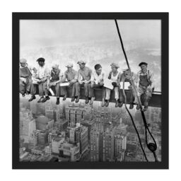 "Artery8 Wall Art Print Lunch Atop A Skyscraper New York 1932 Iconic Photo Square Framed Picture 16X16 Inch in Black - Size: W16"" x H16""" - thumbnail 1