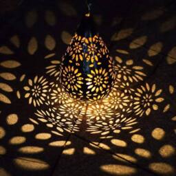 Obasyhig Moroccan-Style Solar-Powered Droplet-Shaped Lattice Lantern in Black - thumbnail 1