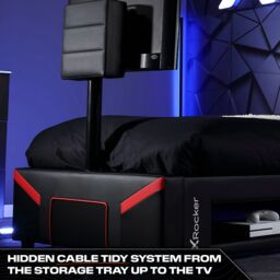 "X Rocker Cerberus Twist TV Bed with Underbed Storage, up to 40"" TV with Mattress in Dark Red - Size: Single" - thumbnail 4