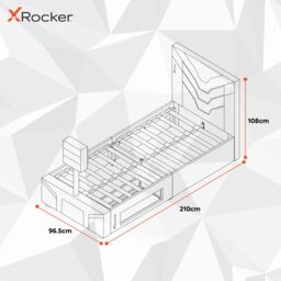 "X Rocker Cerberus Twist TV Bed with Underbed Storage, up to 40"" TV with Mattress in Dark Red - Size: Single" - thumbnail 6