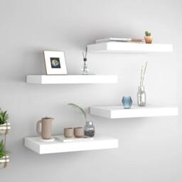 Berkfield Home Durable Floating Wall Shelves 4 pcs White 40x23x3.8 cm MDF - thumbnail 2