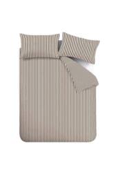 Catherine Lansfield 'Epping Textured Stripe' Reversible Duvet Cover Set in Chocolate - Size: Super King - thumbnail 5
