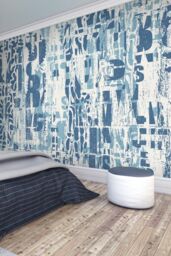 Origin Murals Letterpress Graffiti Wall Mural in Blue - Size: W300 cm x H240 cm - thumbnail 1