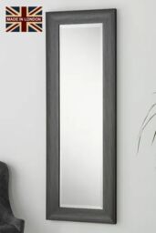 Yearn Mirrors Charcoal Grey Scooped Framed Mirror 129.5x45.5cm - Size: 129.5x45.5 cm - thumbnail 1
