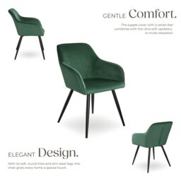 tectake Dining Chair Marilyn Set Of 8 - Dark Green / Black - Size: 8 Pack - thumbnail 3