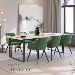 tectake Dining Chair Marilyn Set Of 8 - Dark Green / Black - Size: 8 Pack - thumbnail 8
