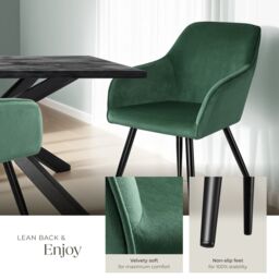 tectake Dining Chair Marilyn Set Of 8 - Dark Green / Black - Size: 8 Pack - thumbnail 4