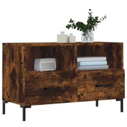 Berkfield Home TV Cabinet Smoked Oak 80x36x50 cm Engineered Wood in Brown - Size: 80 x 36 x 50 cm - thumbnail 3