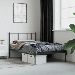 Berkfield Home Metal Bed Frame with Headboard Black 90x190 cm Single - thumbnail 4