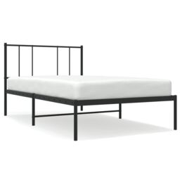 Berkfield Home Metal Bed Frame with Headboard Black 90x190 cm Single - thumbnail 2