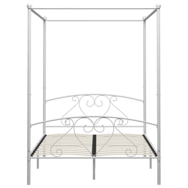 Berkfield Home Elegant Canopy Bed Frame White Metal 140x200 cm - image 1