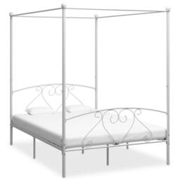 Berkfield Home Elegant Canopy Bed Frame White Metal 140x200 cm - thumbnail 2