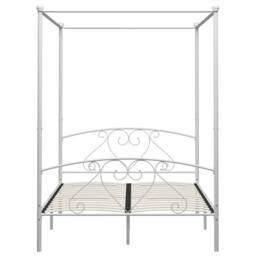 Berkfield Home Elegant Canopy Bed Frame White Metal 140x200 cm - thumbnail 1