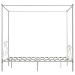 Berkfield Home Elegant Canopy Bed Frame White Metal 140x200 cm - thumbnail 4