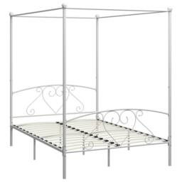 Berkfield Home Elegant Canopy Bed Frame White Metal 140x200 cm - thumbnail 3