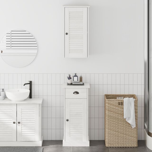 Berkfield Home Bathroom Furniture Set 2 pcs Brown & White 37 x 34 x 80 cm - image 1