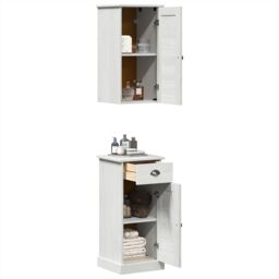 Berkfield Home Bathroom Furniture Set 2 pcs Brown & White 37 x 34 x 80 cm - thumbnail 3