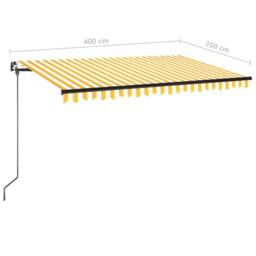 Berkfield Home Manual Retractable Awning with LED 400x350 cm Yellow & White - thumbnail 7