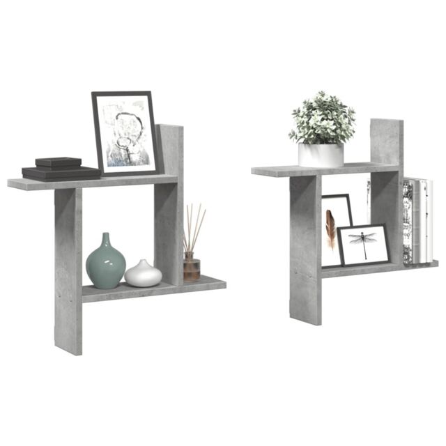 Berkfield Home Wall Shelves 2 pcs Concrete Grey 50x12x50 cm Engineered Wood - Size: 50 x 12 x 50 cm - image 1