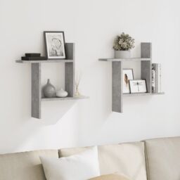 Berkfield Home Wall Shelves 2 pcs Concrete Grey 50x12x50 cm Engineered Wood - Size: 50 x 12 x 50 cm - thumbnail 3